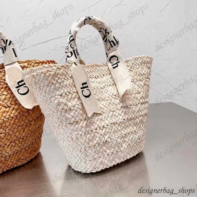 Tasarımcı Çanta Rafia Straw Bag Beach Bag Kadınlar Yaz Büyük Kapasite Çanta Bambu Tarzı Kova Çanta Mektup Kayış Sarma Tutar Alışveriş Çantası Tote Çanta Cüzdanı 230421