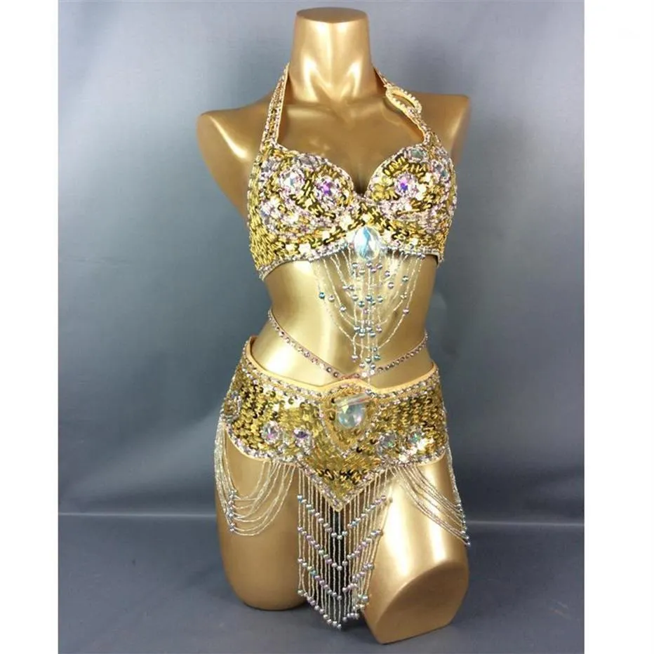 Stage Wear Women Belly Dancing Suite Belt Bra Samba Costumes Sexy Show Dance Club USA Bra Girl Clothing1271n