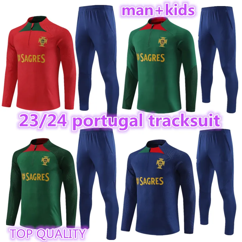 2023 2024 Portugal kinder trainingspak JOAO FELIX voetbalshirts trainingspak RUBEN NEVES BRUNO RONALDO FERNANDES Portugieser 23 24 Portugees volwassen TRACKSUIT set Heren