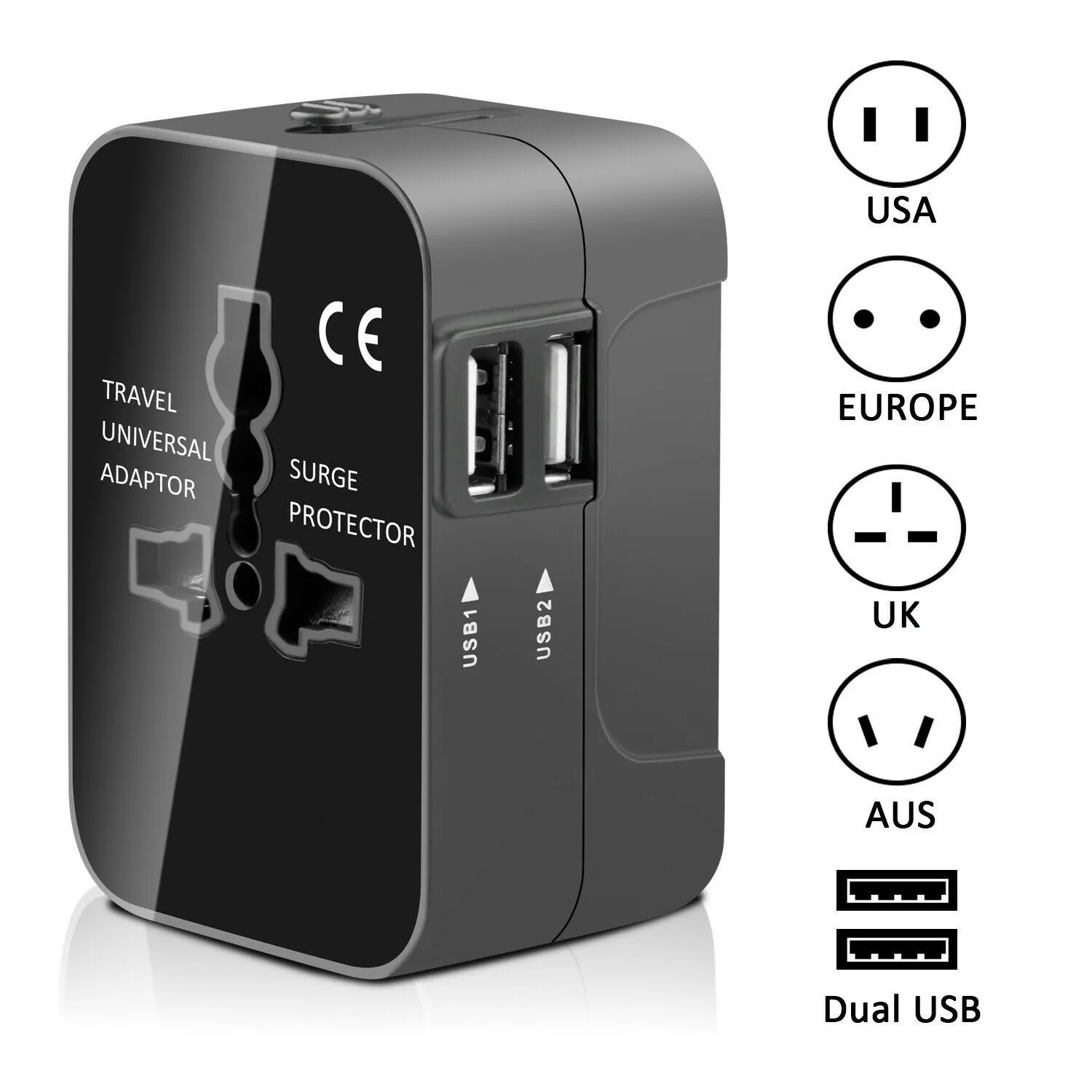 Wtyczka elektryczna uniwersalna wtyczka podróżna adapter elektryczny 2usb Port AC Adapter AU UK UK UE Adapter Kontwertora USB 230701