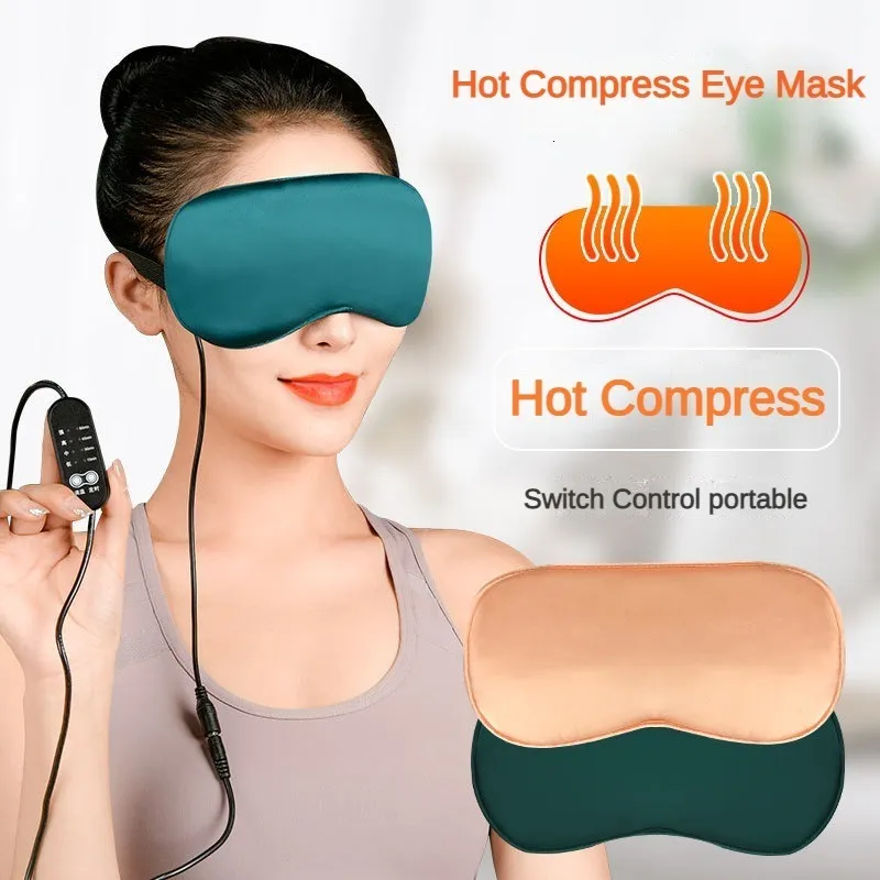 Maschere per dormire Maschera per dormire in seta Maschera per il riscaldamento degli occhi riscaldata USB Impacco a vapore Copertura per gli occhi Seta per dormire Controllo della temperatura elettrica Benda per gli occhi 230701