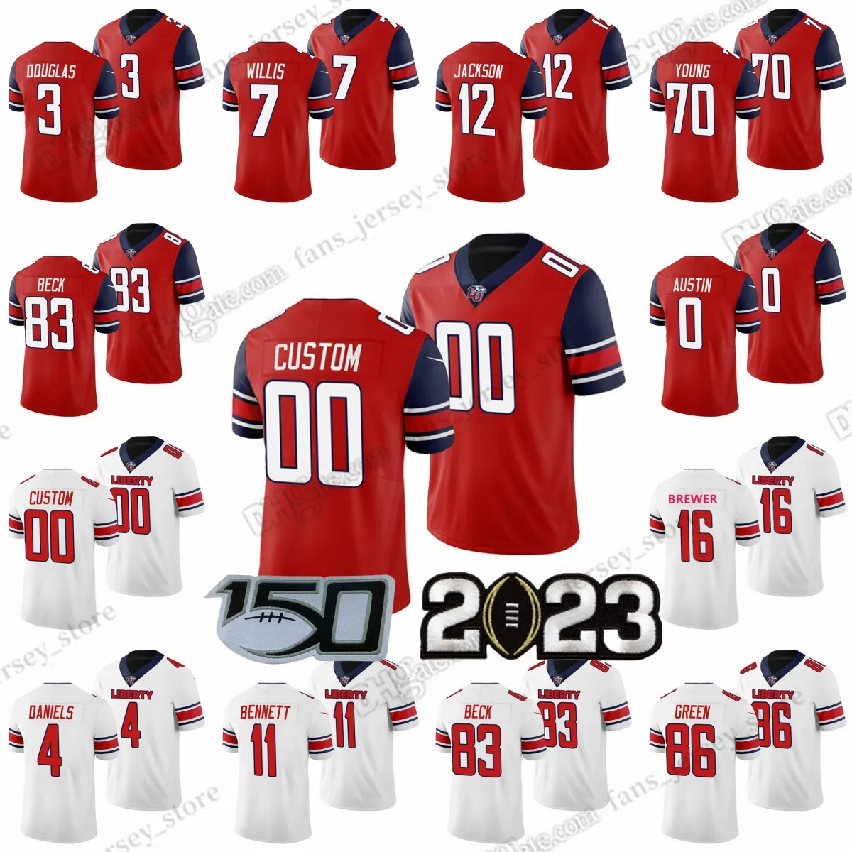 S-6xl Liberty Flamess Football Jerseys Малик Уиллис Энтони Батлер Чарли Брюер Джонатан Демарио Дуглас Стори Джексон Брейден Бек Бек любое имя numbe