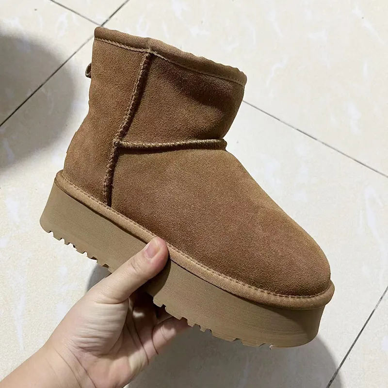 أستراليا مصمم أحذية النساء Ultra Mini Platforms Booties حقيقية من الفراء من الجلد