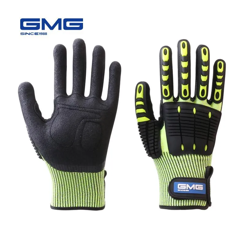 Guantes de guantes Guantes resistentes a la vibración Anti Impact Vibration Gmg TPR Safety Trabajo Guantes Guantes anti -cita Mecánica de absorción de amortiguación Resistente al impacto