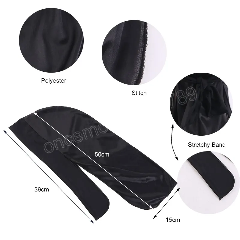 Durag Lunga Coda 40 Pollici Set 3 Pezzi - Satinato Per Uomo E Donna Hip-hop