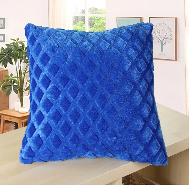 Luxury Warm Plush Cover Soft Solid Color Sofa Chair Pillowcase Comfortable Office Car Back Cushion Case