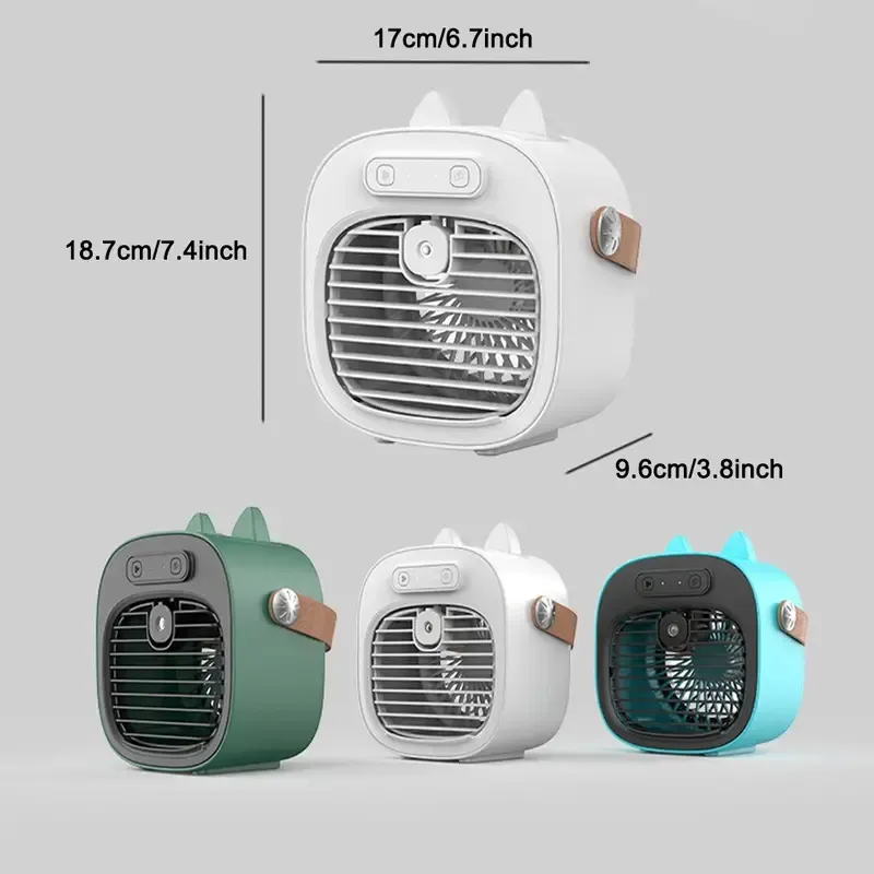 Air Cooler, 3 IN 1 Mobile Air Conditioner Fan, Personal Space Cooler, Desktop Portable Mini Evaporative Misting Fan Air Conditioner 3 Speed 7 Color LED Light For Room, Office, Kitchen-Mkocean