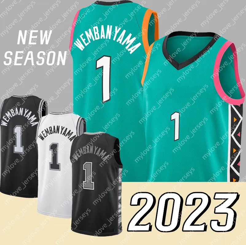 남성 #1 Victor Wembanyama 농구 유니폼 2023 New Season Jersey