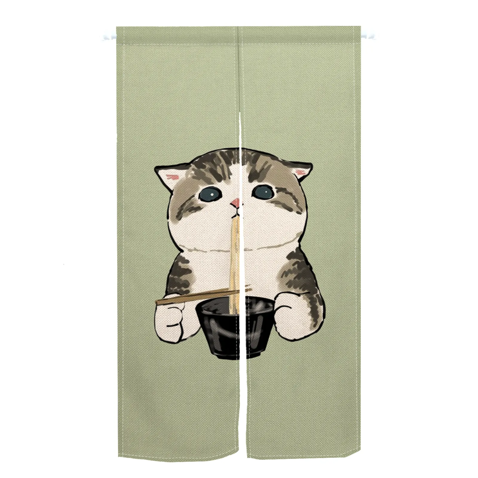 Ren gardiner japansk noren riktig husdjur katt slav vardagsrum hand tryckt polyester halv delad dörr gardin sovrum partition kök veranda 230701