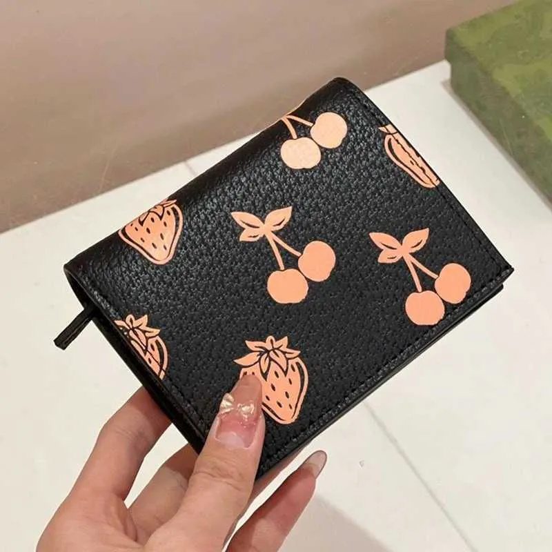 Hot Deal Cherry Wallet G Letter Women Designer Purse Wallet Black Coin Cardholder Womens Designer Bag Short Clip Fashion All-Match Classic Printing Card Holder