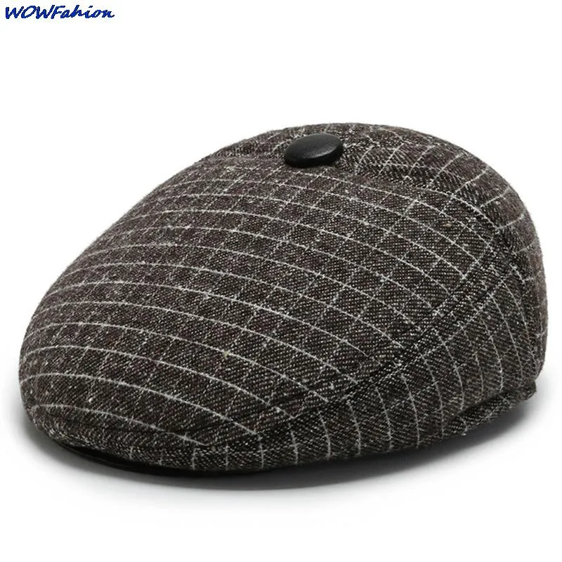 Gorra de hombre Otoño Invierno sombrero con orejeras hombre mayor hombre papá sombrero cálido Newsboy Ivy gorra plana mezcla de lana hombres boina gorra