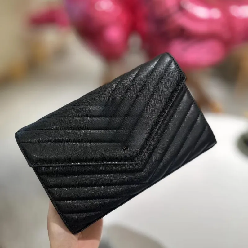 2023 luxury handbag shoulder bag brand Y-shaped designer sewing leather ladies metal chain black flip Messenger bag fashion classic wallet