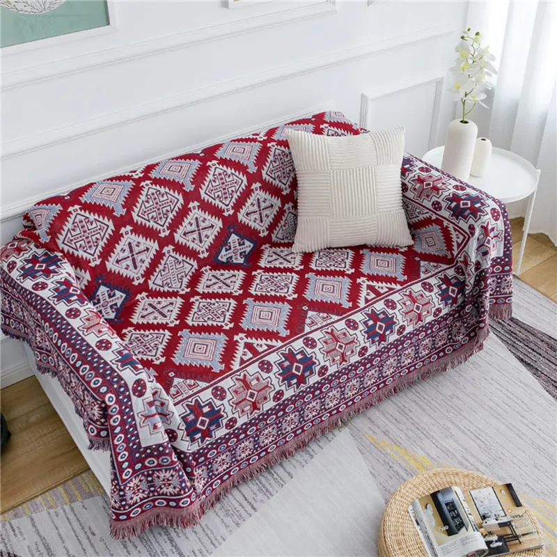 Nordic Plaid Sofa Cover Knitted Throw Blanket For Living Room