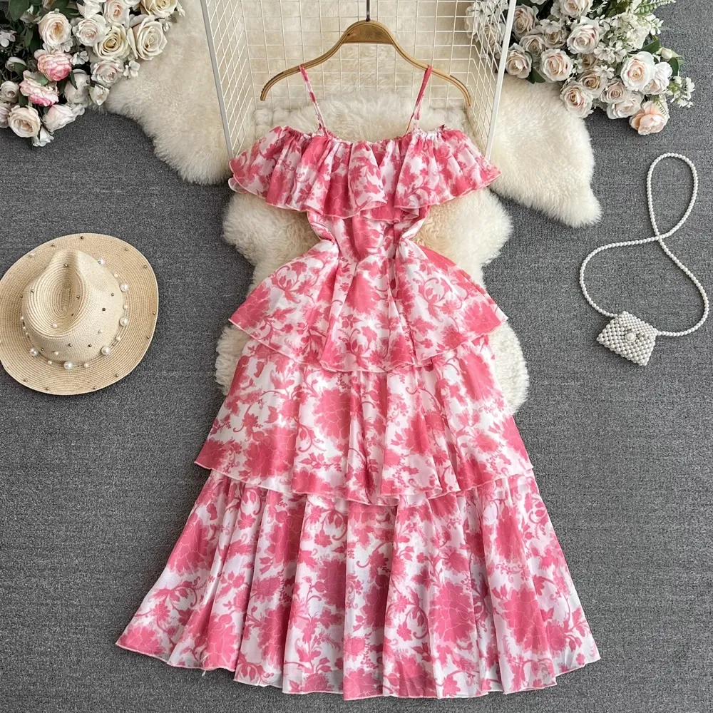 Галстук краситель печатно платье при приморском курортном платье пляжного платья нежное