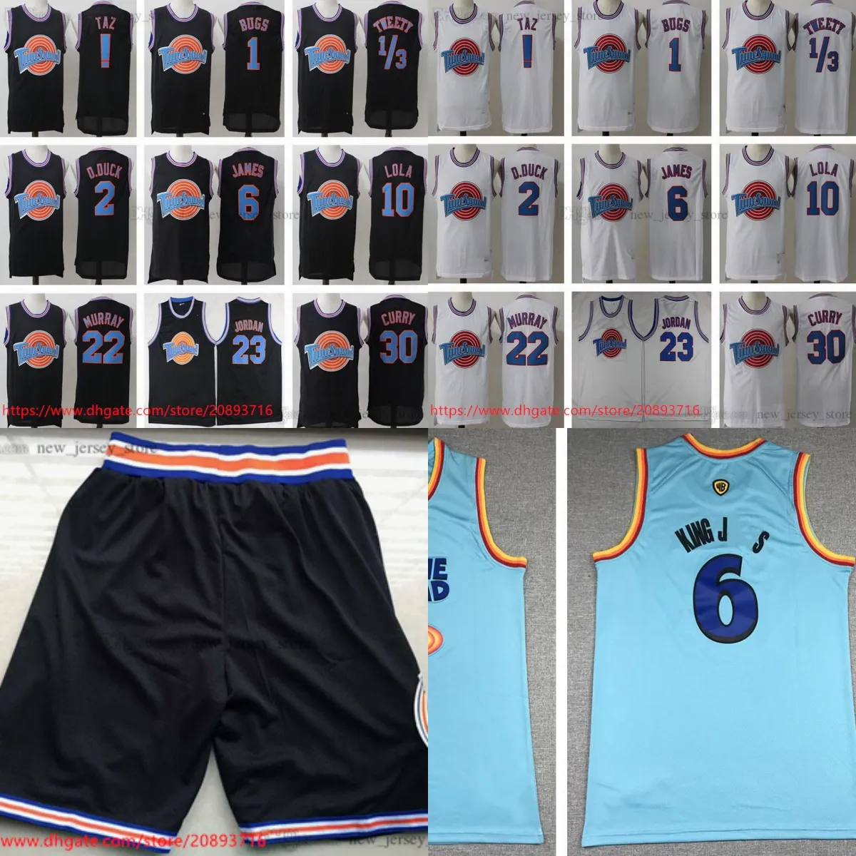 Benutzerdefinierte XS-6XL Space Jam Tune Squad Looney Tunes Basketball James Jersey Stephen Curry Bill Murray Tweety Bugs! TAZ Daffy Duck Lola Bunny Trikots Mann Jugend Kinder Jungen