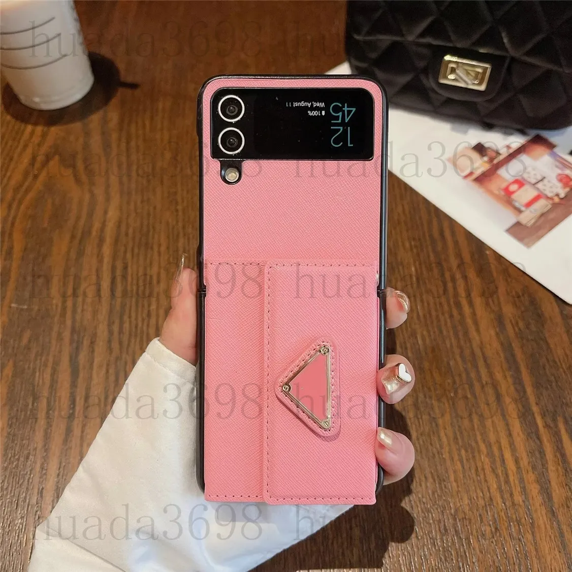 Ретро кожаный треугольный чехол для телефона Samsung Z Flip 3 4 5 Fold  Чехлы Fold5 Fold4 Fold3 Карманный чехол для карты Galaxy S23 S22 S21 Ultra  Note ...