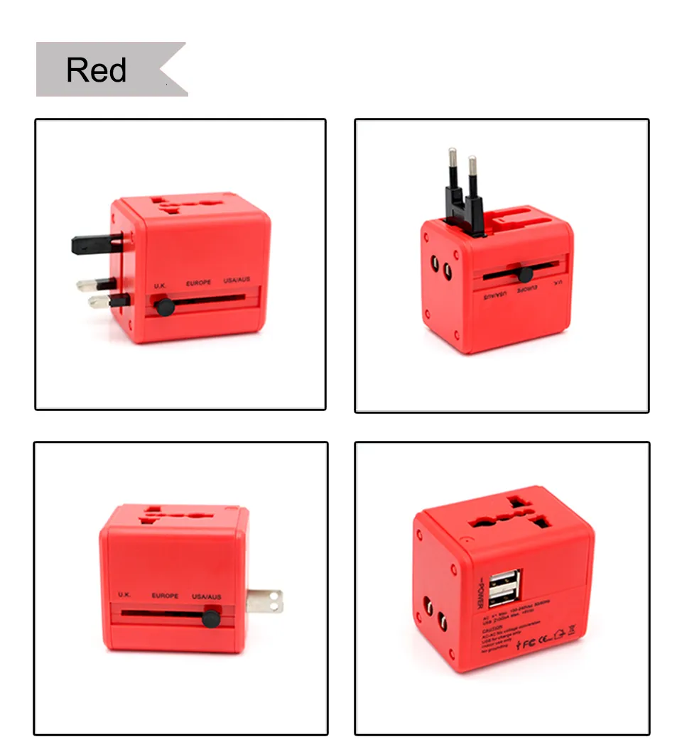 International Travel Adapter Multiple color Electric Plug Power Universal Socket Adapter USB Power  Converter EU UK US AU (11)
