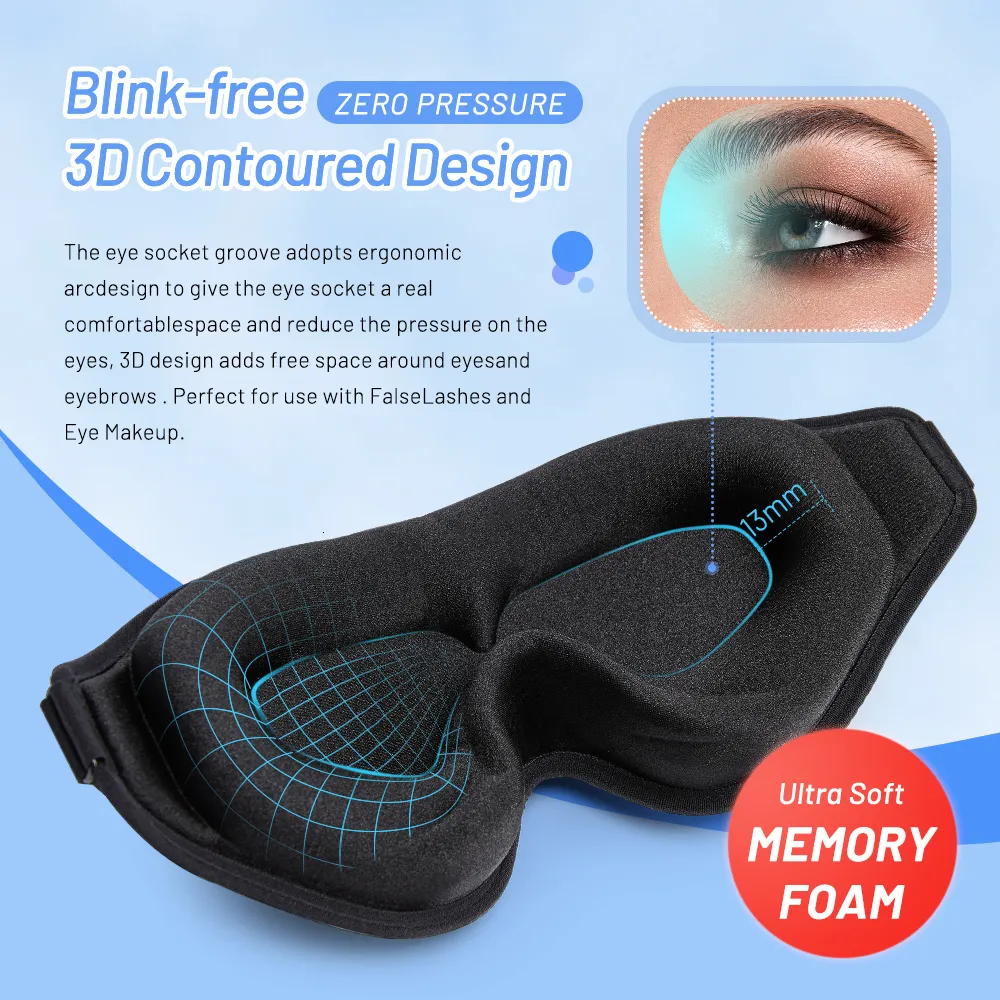 2 Pack Travel 3D Eye Mask – Soft Padded Sleep Cover With Aroma Pocket, Gray