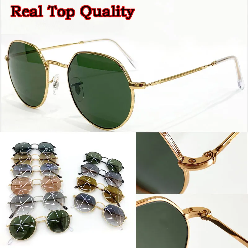 Lunettes de soleil Hommes Femmes Haute qualité Classique Marque de luxe Cadre en métal Couleur Gradient Lentille en verre ombrage vintage conduite pêche avec étui en cuir Accessoires