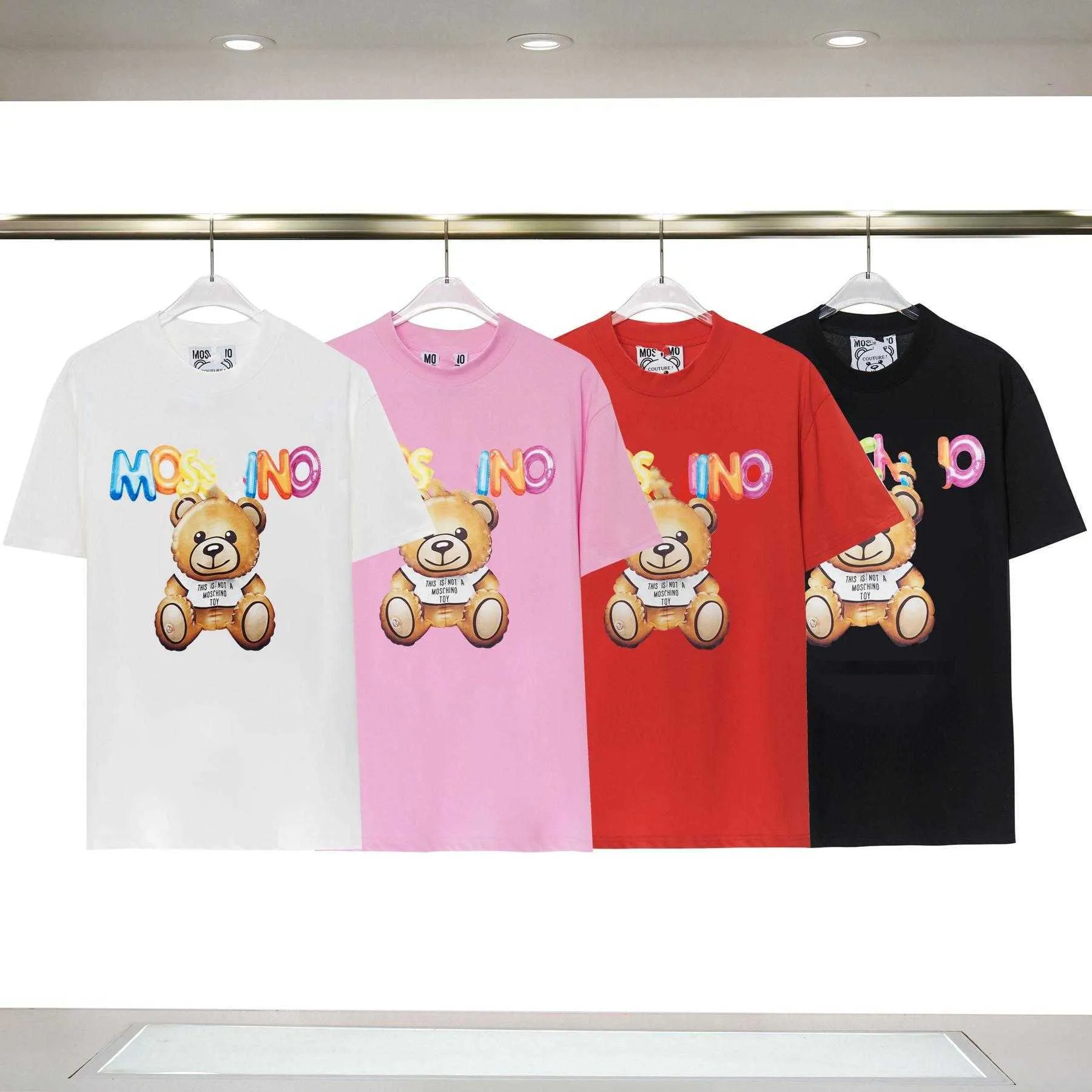 Designer Womens Moschinos T-shirt Summer Italian luxury brands new tees cartoon bear loose Cotton girocollo per abbigliamento outdoor per il tempo libero uomo donna Top camicia ey