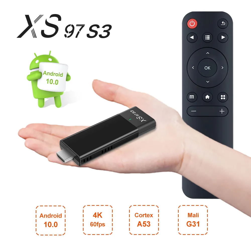 XS97 S3 Android 10 X96s Tv Stick Box HD 4K HDR, 2.4G/5G WiFi, Media ...