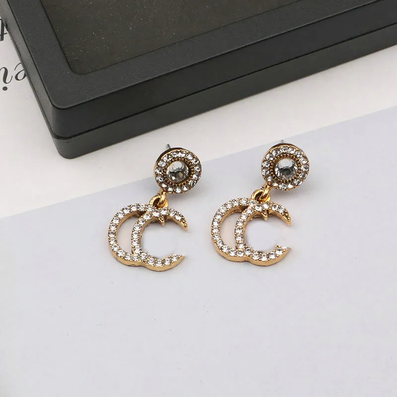Fashion Brand Diamond Earring G Letter Earrings Women Wedding Party Gift Designer Jewelry Accessories