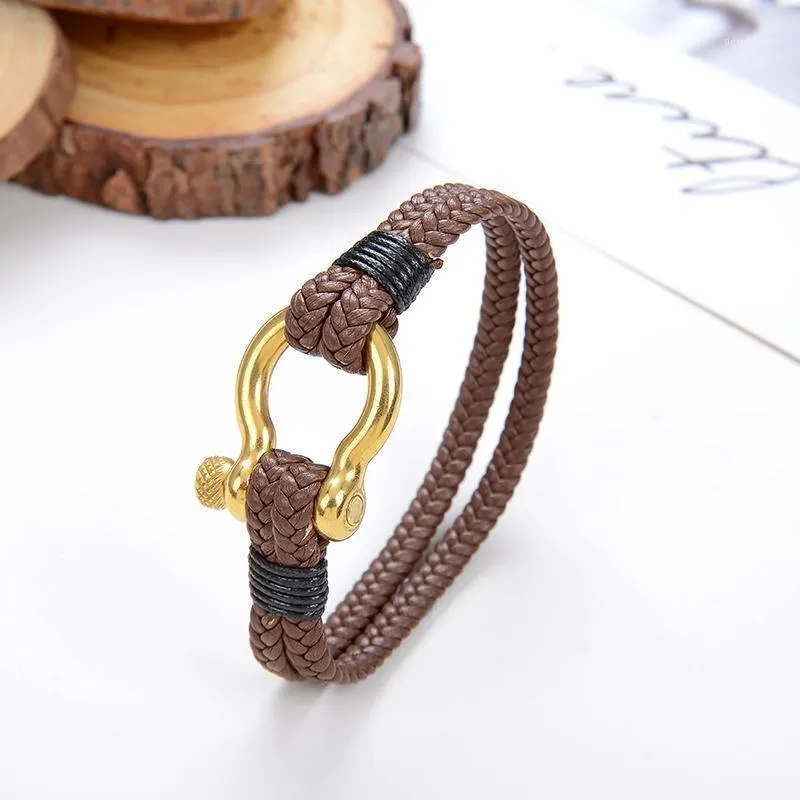 Strand Bijoux Femme Bracelet Homme Cuir Corde Chaîne Acier Inoxydable Voile Survie Épais Été Sty1