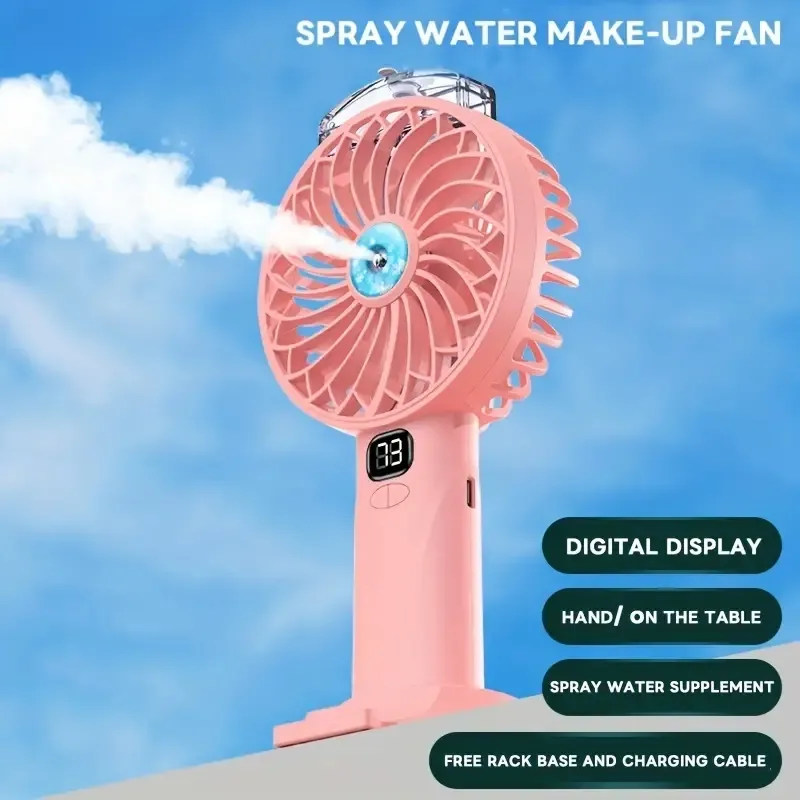 Sprysp mały wentylator Inteligentny wyświetlacz zasilania cyfrowy USB Water Water Water Fan Desktop wentylator przenośna długa żywotność baterii może być ręczna i może być umieszczony -standardowy