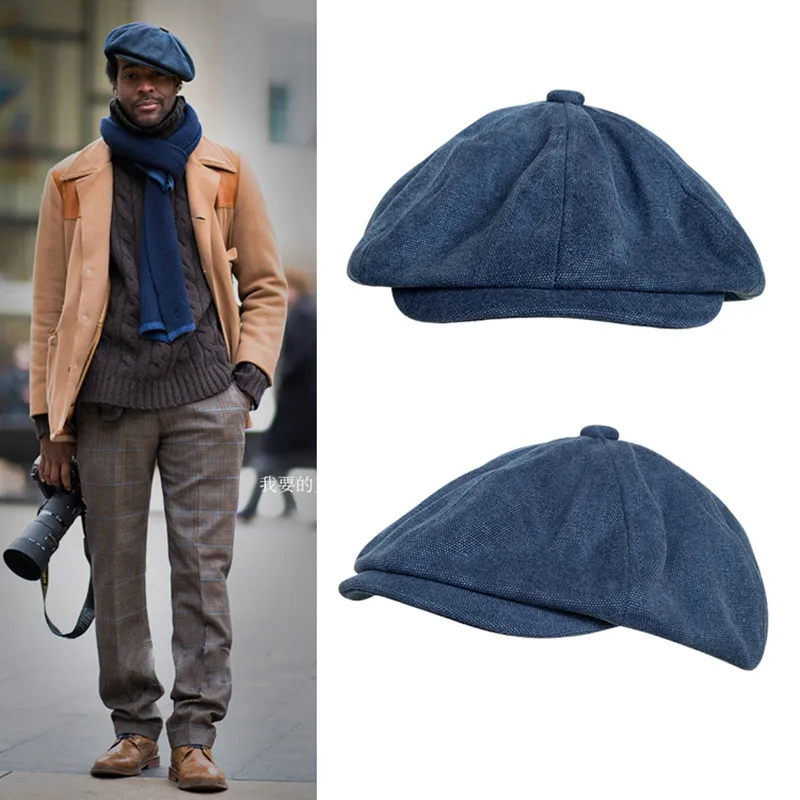 2019 New Casquette Cotton Canvas Men's Newsboy Hat Gentleman Berets Lady Retro England Cowboy Hat Literary Octagonal Cap BLM43