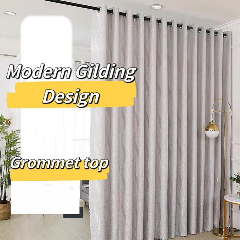 Sheer Curtains Fashion Simple Modern Curtain Gilded Curved Strip Non perforated High Shading For Bedroom Decoration 230701