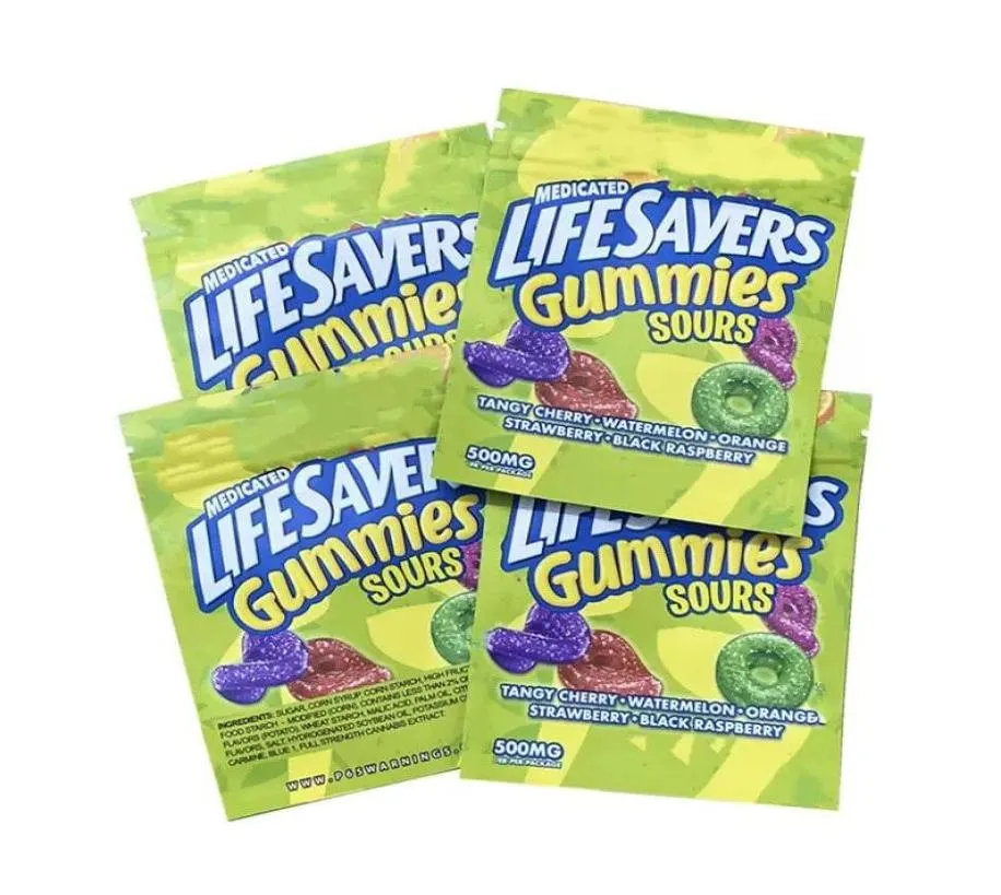 Sours Sour Gummies LIFESAVERS Packing Bags Medicated Plastic Packaging Bag 420 Edible Package