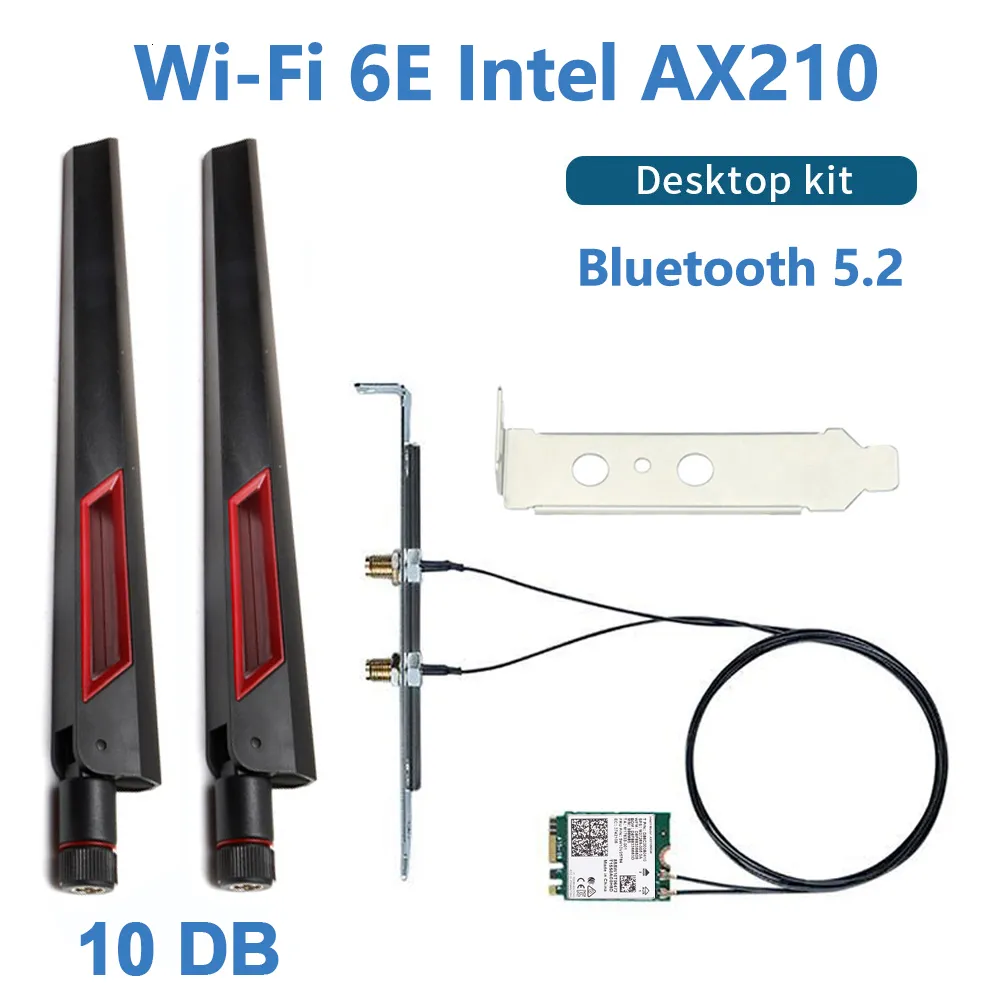 5374Mbps Wi-Fi 6E PCIE Adaptateur WiFi Sans Fil Bluetooth 5.3 Tri-bande  2.4G/5G/