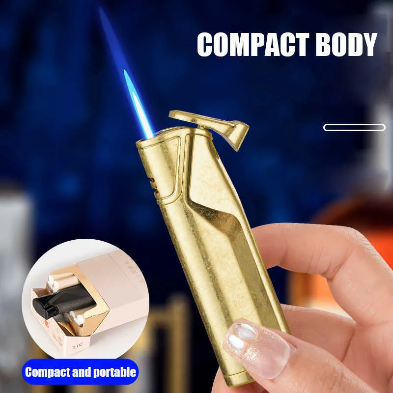 Refillable Butane Gas Adjustable Pocket Windproof Jet Flame Metal Lighter Great Gift for Men Gadget 5K5A