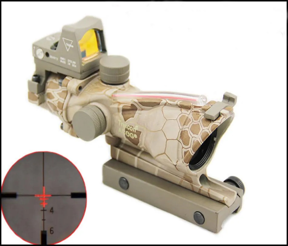 New Arrival ACOG 4X32 Real Fiber Source Red Illuminated Rifle Hunting ...
