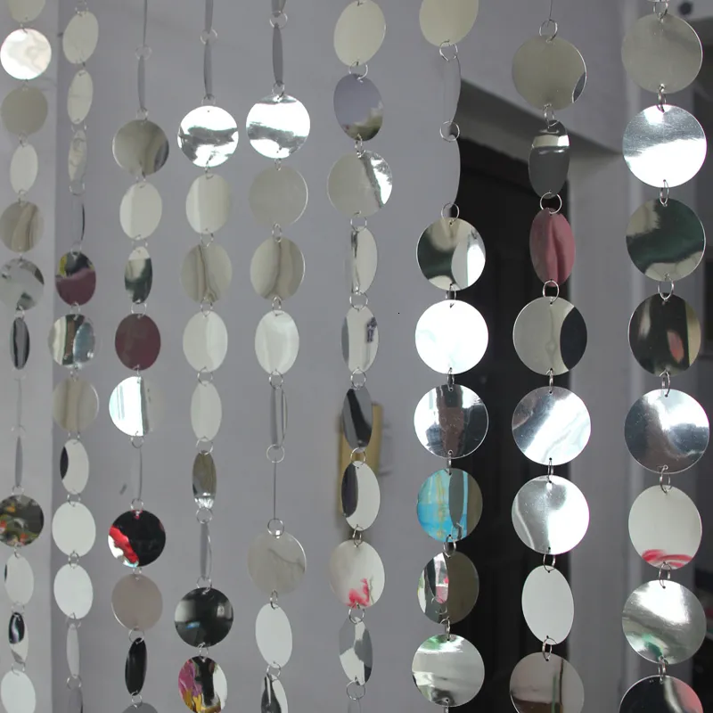 Cortinas transparentes 30m lantejoulas de pvc suprimentos de casamento cortina de decoração de festa festiva cortinas interiores prata glitter 230701