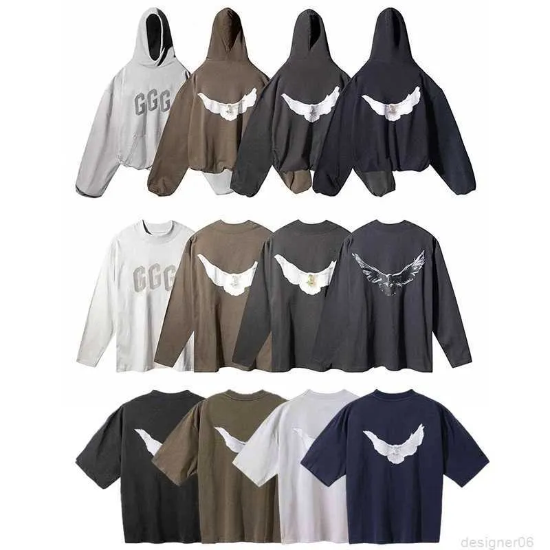 Heren Klassiek t-shirt Hoodie Sweatshirts Bedrukte Heren Oversized Co-branded Sweater Hooded Heavy Fabric Dove Printed Three Party Joint