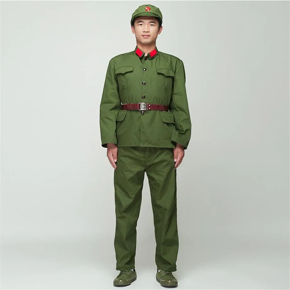 Uniforme de soldat nord-coréen rouge gardes vert performance costume scène film télévision huit route armée tenue Vietnam Military307z