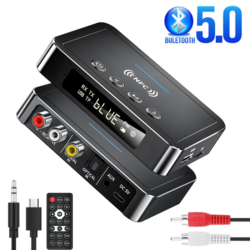 MP3/4 Adapters Bluetooth 5.0 Ontvanger Zender FM Stereo AUX 3.5mm Jack RCA Optisch Draadloos Handsfree Bellen NFC Bluetooth Audio Adapter TV 230701