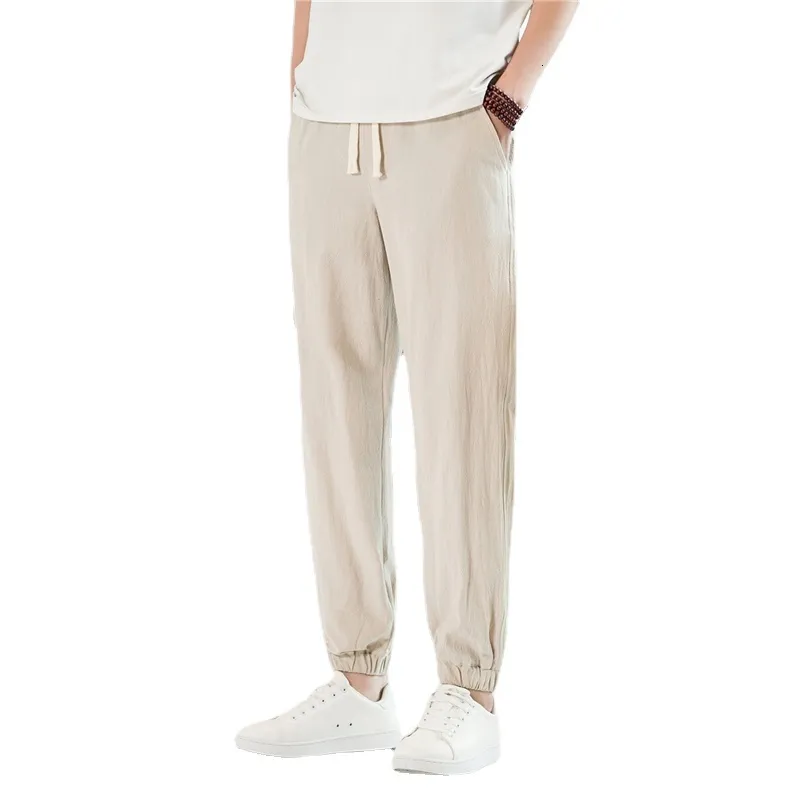 Pantaloni da uomo 2023 Pantaloni estivi Cotone Lino Moda Casual Pantaloncini larghi traspiranti Dritto 230630