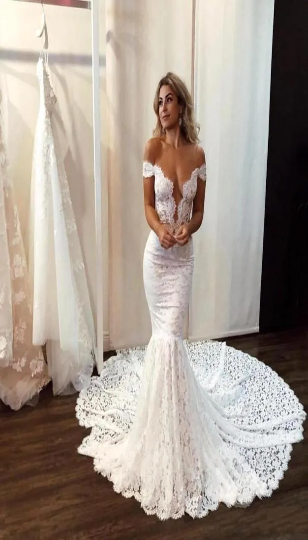 Sexy Backless Lace Mermaid Wedding Dress Spaghetti Strap V Neck Appliques  Wedding Gowns Pretty Long Bridal Dresses Custom Made - AliExpress