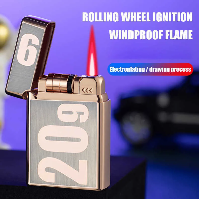 Inflatable Red Fire Creative Roller Ignition Windproof Electronic Induction Direct-flush Lighter WZ8V