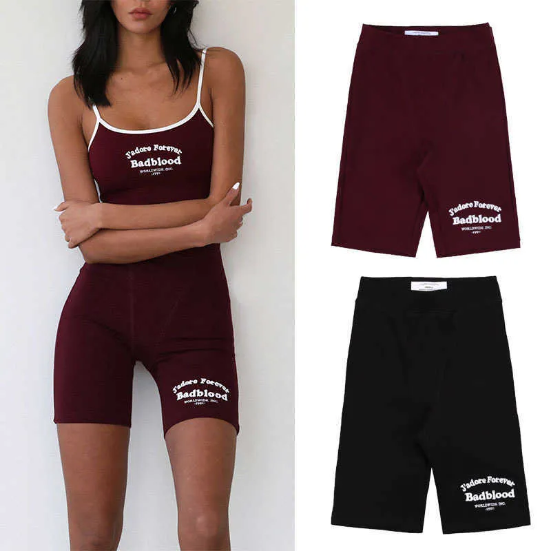 Badflood Sports Yoga Pants Short Korean Embroidery Slim Hip Lifting