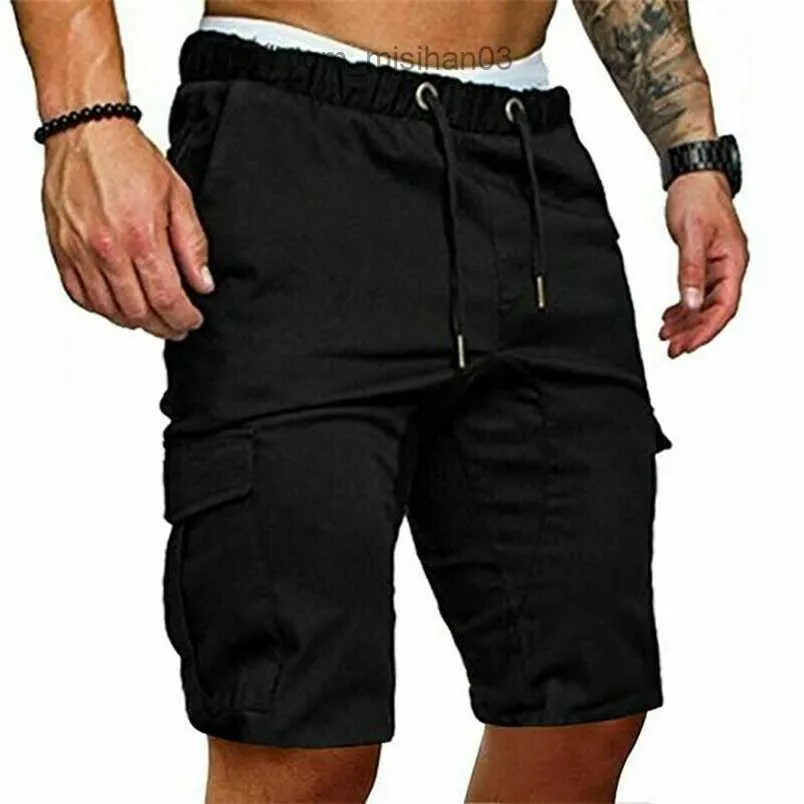 Shorts pour hommes Shorts pour hommes Homme Été Bermuda Cargo Style militaire Poche de travail droite à lacets Pantalon court Shorts décontractés Plus la taille Z230703