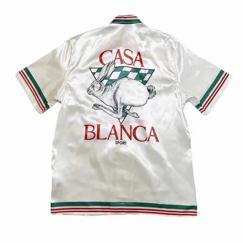 Casa Designer Moda Abbigliamento Camicie Tute Casablanca 22ss Sport Coniglio Coppia unisex Moda casual Camicia hawaiana a maniche corte