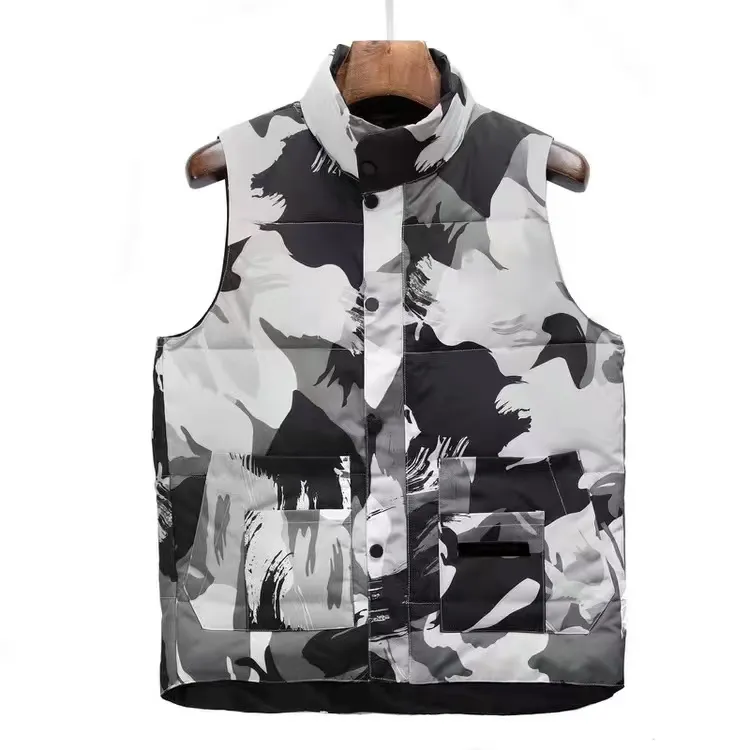 Colete masculino colete de grife jaqueta de colete de ganso canadense material de penas casaco solto grafite cinza preto e branco azul tendência da moda casaco tamanho xxl 08