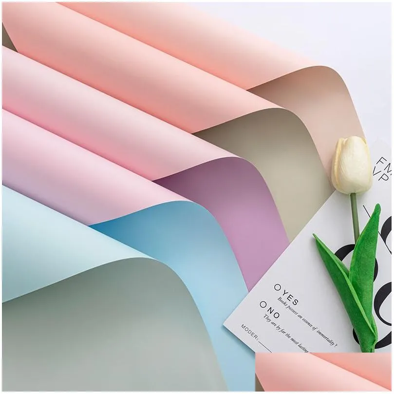 Geschenkpapier Bicolor Blumenpapier Doppelte Farbe 58x58 cm 20 Teile/los Diy Handwerk Blumen Geschenk Verpackung Hochzeit Festliche Party Supplies Drop Dhcbw