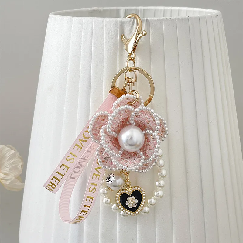 2Pcs Cute Bling Cherry Keychain - Pink Rhinestone, Pearl & Bow Charm For Women, Girls, Bag - View #4