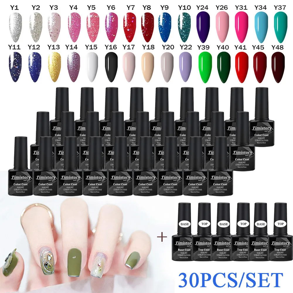 Tırnak jeli 30/20/10pcs/set yarı kalıcı vernik 8ml jel oje taban ve üst katlı aile ve iş için uygun üst kat günlük ihtiyaçlar 230703