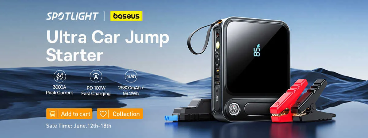 New Baseus 20000mAh Car Jump Starter Power Bank 2000A 10000mAh Car