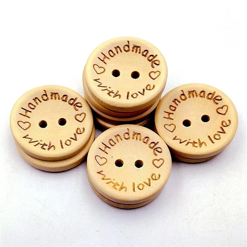 15mm boutons en bois 2 trous rond coeur d'amour pour la main boîte-cadeau Scrapbook artisanat fête décoration bricolage faveur couture accessoires201T